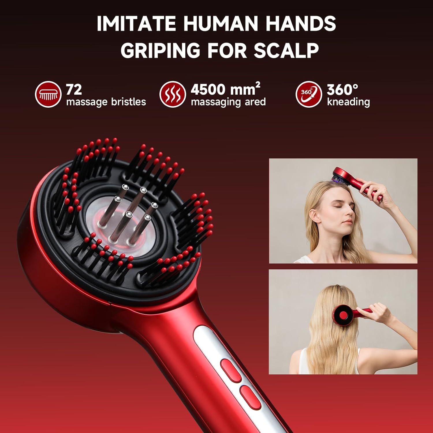 Head Massager Deep Tissue Scalp Circulation Light Therapy Brush with Oil Applicator