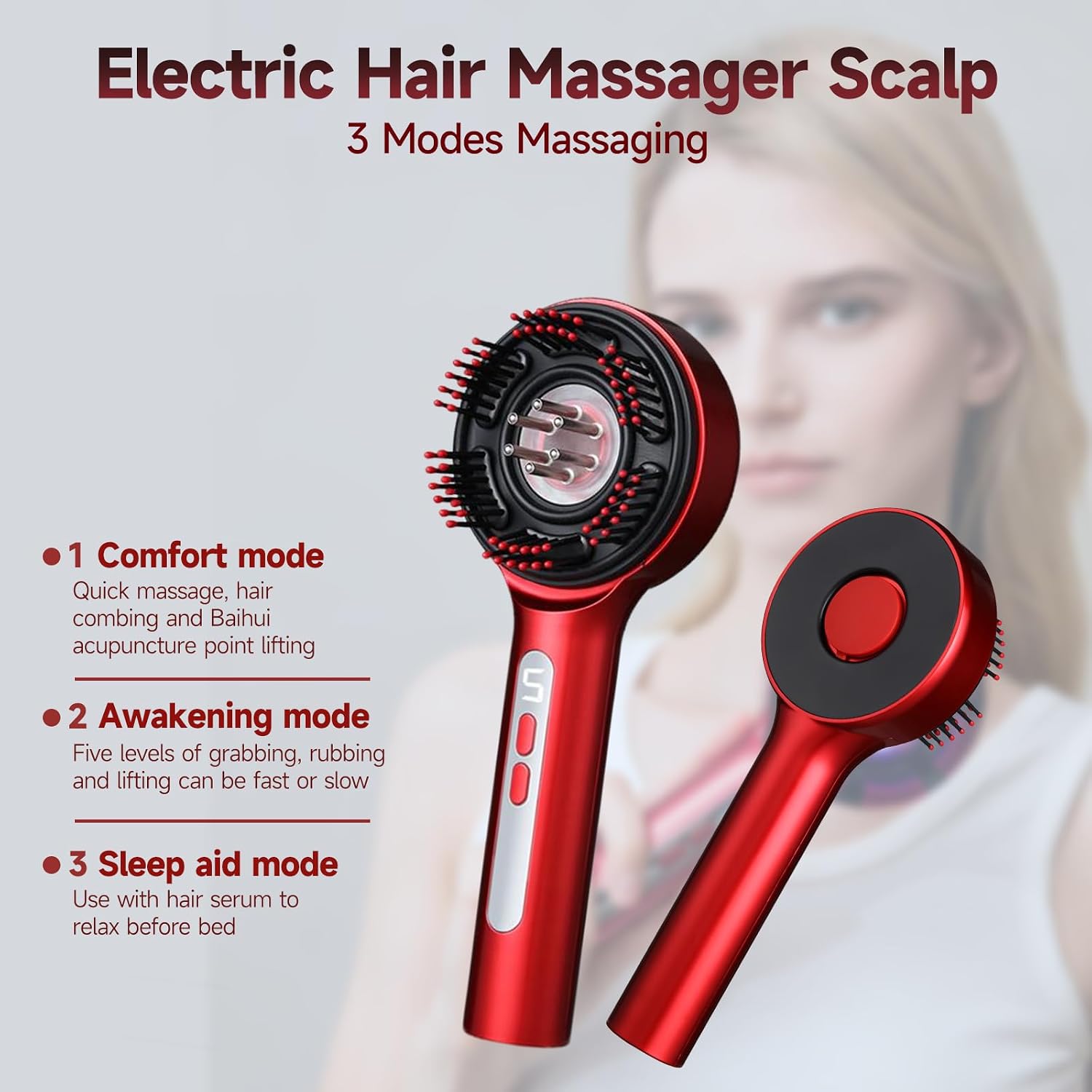 Head Massager Deep Tissue Scalp Circulation Light Therapy Brush with Oil Applicator